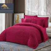 Set Lenjerie de pat cu elastic + Pilota – blana artificiala de iepure + catifea – 6 piese | 0843-J