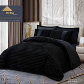 Set Lenjerie de pat cu elastic + Pilota – blana artificiala de iepure + catifea – 6 piese | 0846-J