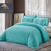 Set Lenjerie de pat cu elastic + Pilota – blana artificiala de iepure + catifea – 6 piese | 0848-J