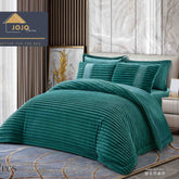 Set Lenjerie de pat cu elastic + Pilota – blana artificiala de iepure + catifea – 6 piese | 0849-J