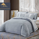 Set Lenjerie de pat cu elastic + Pilota – blana artificiala de iepure + catifea – 6 piese | 0851-J