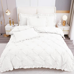 Lenjerie de pat bumbac finet brodat cu volanase – 4 piese | 0278-CA