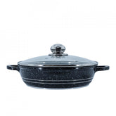 Cratita din aluminiu cu interior marmorat si capac din sticla termorezistenta, Blaumann BL 103-24M