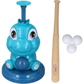 Set de Baseball 5 Piese pentru Copii, Flippy, Jucarie Dinosaur Press, 14x23 cm, Verde/Albastru
