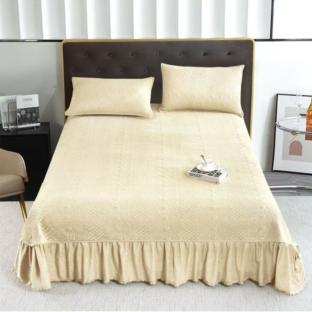 Cuvertura de Pat din Catifea – Set 3 Piese | Eleganta si Rasfat la Superlativ | COD 0110-TL