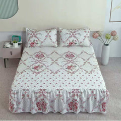 Cuvertura de Pat din Bumbac Finet cu Volanase – Set 3 Piese | Eleganta si Confort in Stil Romantic | COD 0109-TL