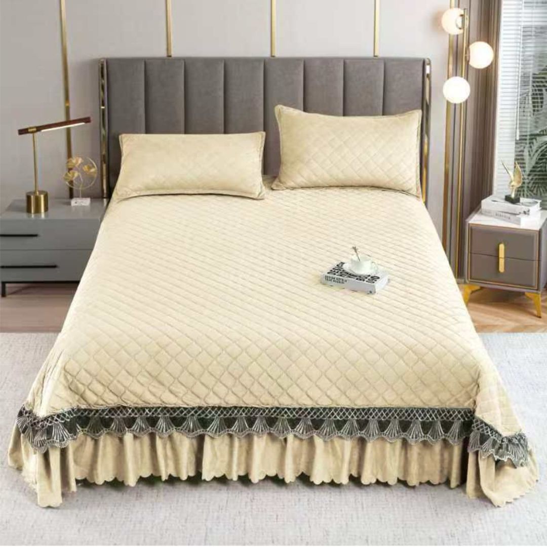 Cuvertura de Pat din Catifea – Set 3 Piese | Eleganta si Rasfat la Superlativ | COD 0120-TL