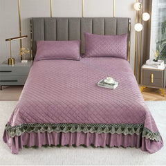 Cuvertura de Pat din Catifea – Set 3 Piese | Eleganta si Rasfat la Superlativ | COD 0121-TL