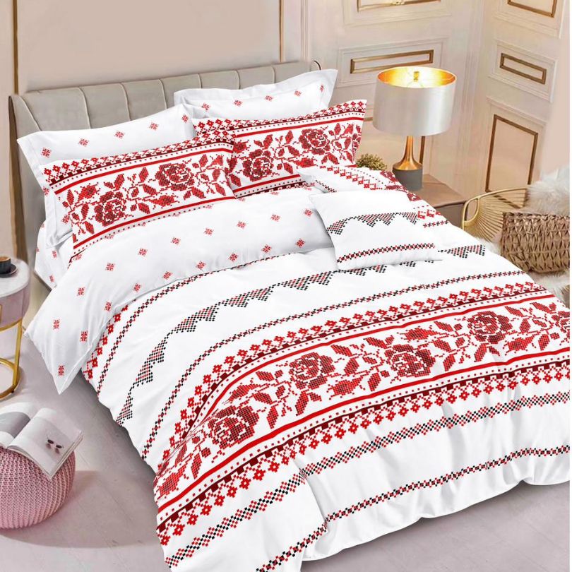 Lenjerie de Pat Bumbac Finet 6 Piese – Confort Premium și Design Modern | COD 0050-SI