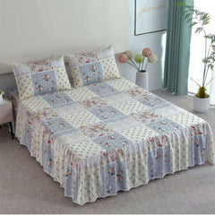 Cuvertura de Pat din Bumbac Finet cu Volanase – Set 3 Piese | Eleganta si Confort in Stil Romantic | COD 0104-TL