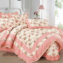 Lenjerie de Pat Bumbac Finet Brodat – Set 4 Piese | Eleganta si Rasfat pentru Somnul Tau | COD 0112-V
