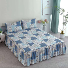 Cuvertura de Pat din Bumbac Finet cu Volanase – Set 3 Piese | Eleganta si Confort in Stil Romantic | COD 0105-TL