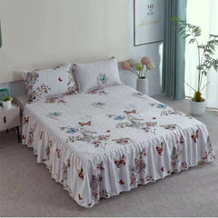 Cuvertura de Pat din Bumbac Finet cu Volanase – Set 3 Piese | Eleganta si Confort in Stil Romantic | COD 0106-TL