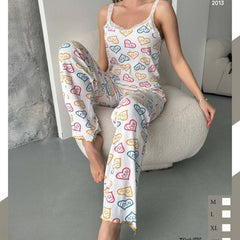 Pijama Dama – Set Pantaloni Lungi si Maiou | Confort Lejer, Stil Feminin | COD 7097-PJ
