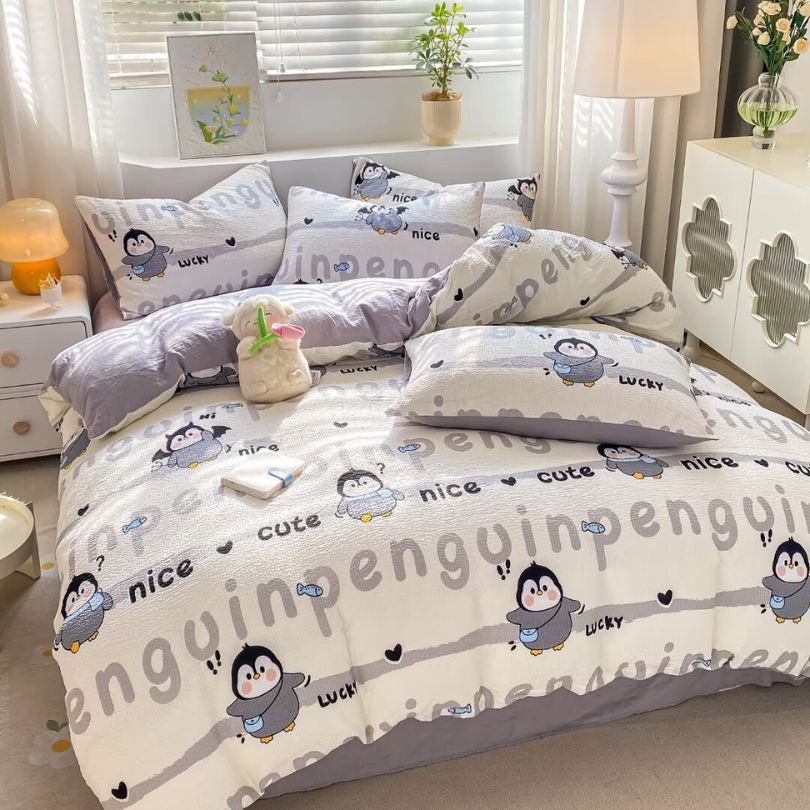 Lenjerie de Pat Finet Creponat – O Persoana, 4 Piese – Confort si Eleganta in Fiecare Noapte | COD 0295-PR