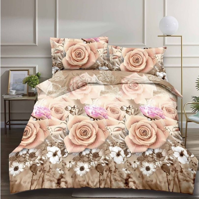 Lenjerie de pat din bumbac satinat 3D, 4 piese – Eleganta si confort pentru dormitorul tau | COD 0197-SI