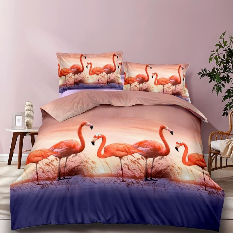 Lenjerie de pat din bumbac satinat 3D, 4 piese – Eleganta si confort pentru dormitorul tau | COD 0193-SI