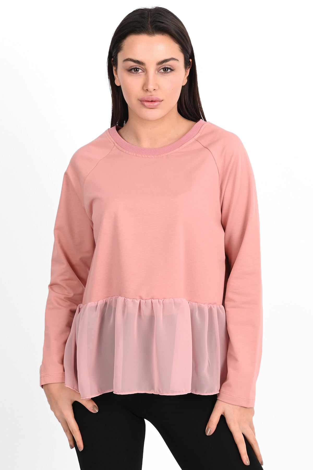 Bluza dama bumbac volan tull 1443