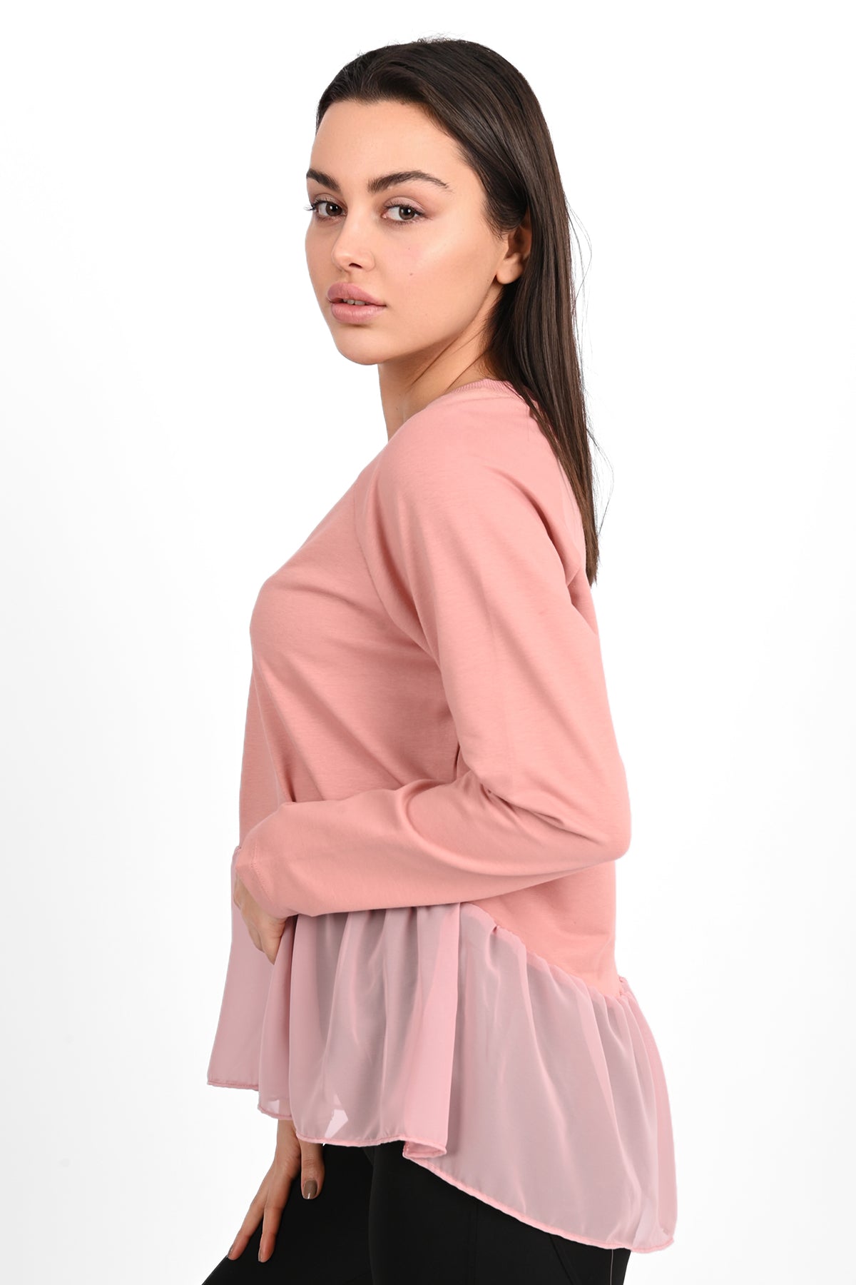 Bluza dama bumbac volan tull 1443