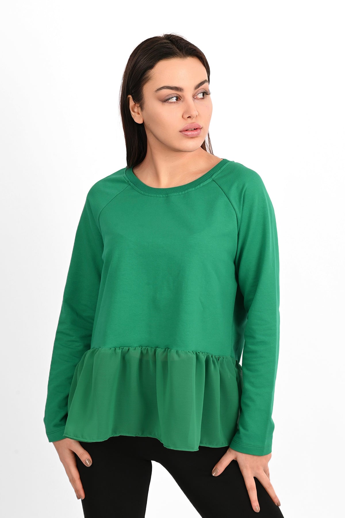 Bluza dama bumbac volan tull 1443