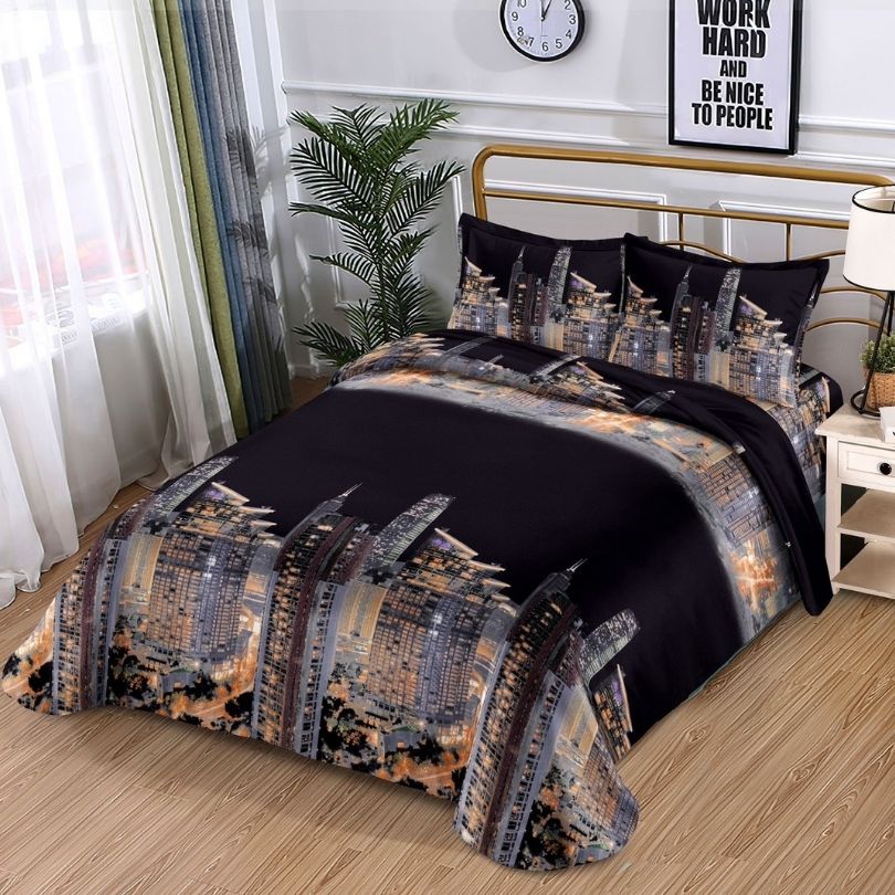 Lenjerie de pat din bumbac satinat 3D, 4 piese – Eleganta si confort pentru dormitorul tau | COD 0191-SI