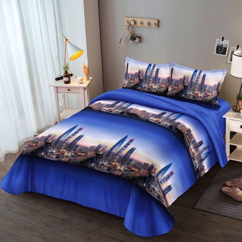 Lenjerie de pat din bumbac satinat 3D, 4 piese – Eleganta si confort pentru dormitorul tau | COD 0190-SI