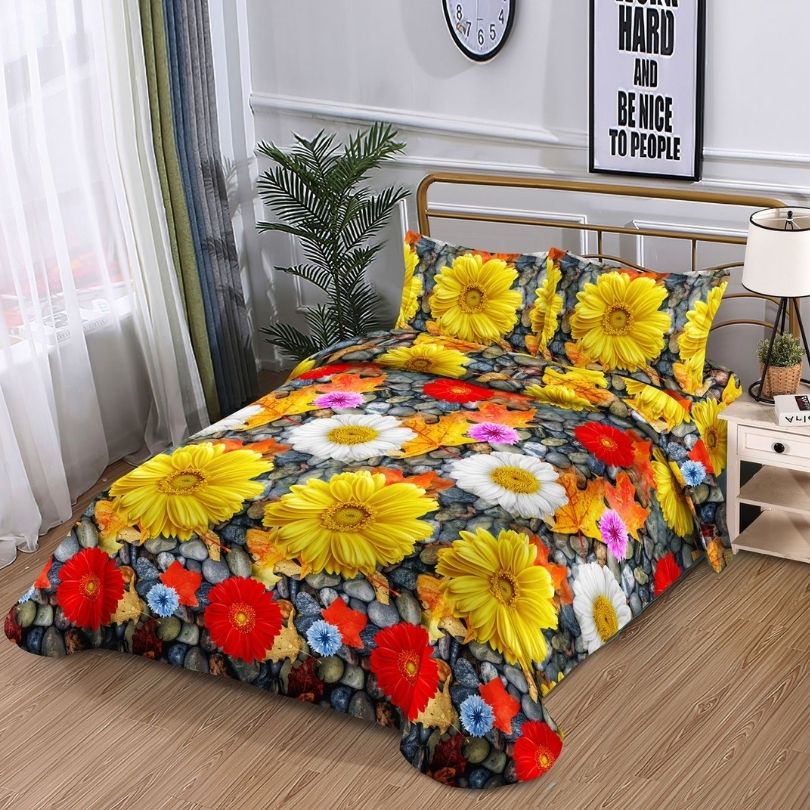 Lenjerie de pat din bumbac satinat 3D, 4 piese – Eleganta si confort pentru dormitorul tau | COD 0186-SI