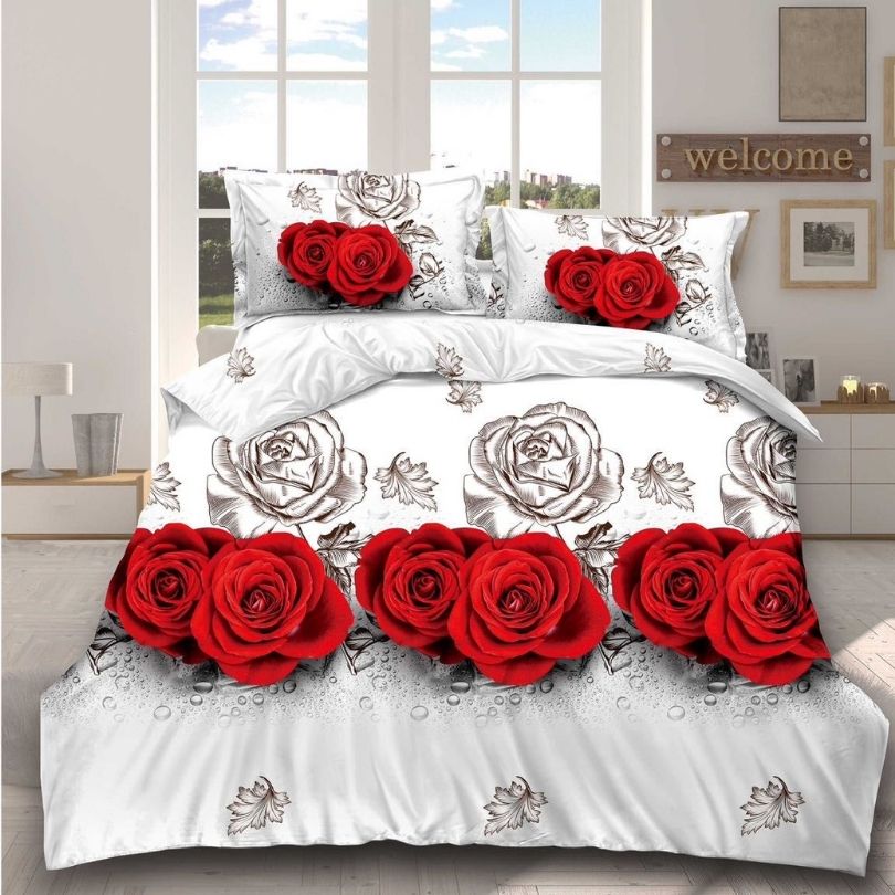 Lenjerie de pat din bumbac satinat 3D, 4 piese – Eleganta si confort pentru dormitorul tau | COD 0187-SI