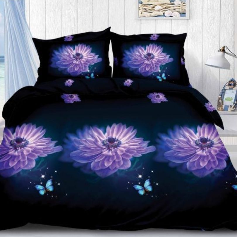 Lenjerie de pat din bumbac satinat 3D, 4 piese – Eleganta si confort pentru dormitorul tau | COD 0183-SI