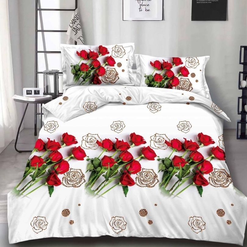 Lenjerie de pat din bumbac satinat 3D, 4 piese – Eleganta si confort pentru dormitorul tau | COD 0182-SI