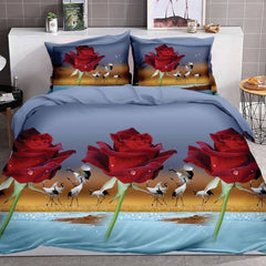Lenjerie de pat din bumbac satinat 3D, 4 piese – Eleganta si confort pentru dormitorul tau | COD 0181-SI