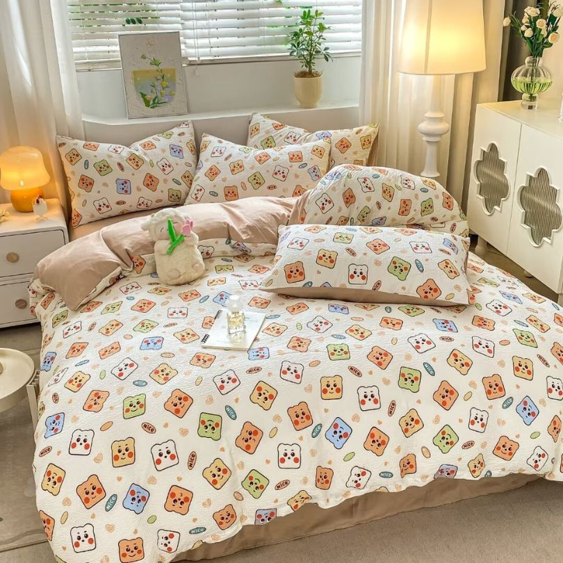 Lenjerie de Pat Finet Creponat – O Persoana, 4 Piese – Confort si Eleganta in Fiecare Noapte | COD 0303-PR