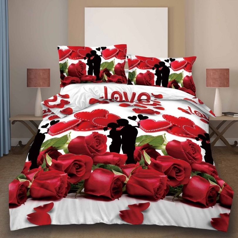 Lenjerie de pat din bumbac satinat 3D, 4 piese – Eleganta si confort pentru dormitorul tau | COD 0174-SI