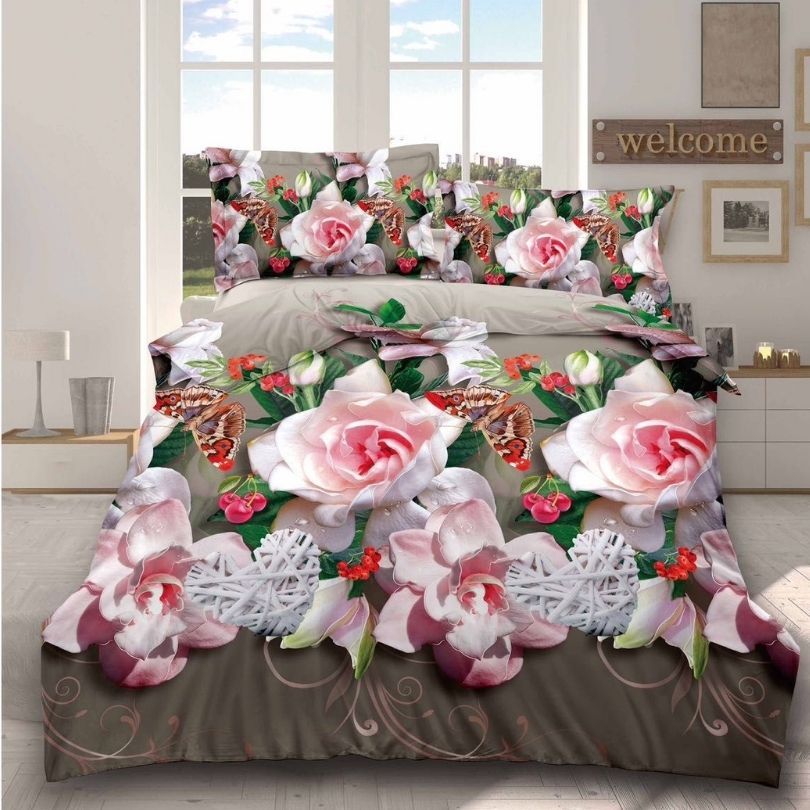 Lenjerie de pat din bumbac satinat 3D, 4 piese – Eleganta si confort pentru dormitorul tau | COD 0173-SI