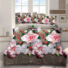 Lenjerie de pat din bumbac satinat 3D, 4 piese – Eleganta si confort pentru dormitorul tau | COD 0173-SI
