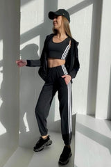 Trening dama bumbac cu gluga in 3 piese 3470