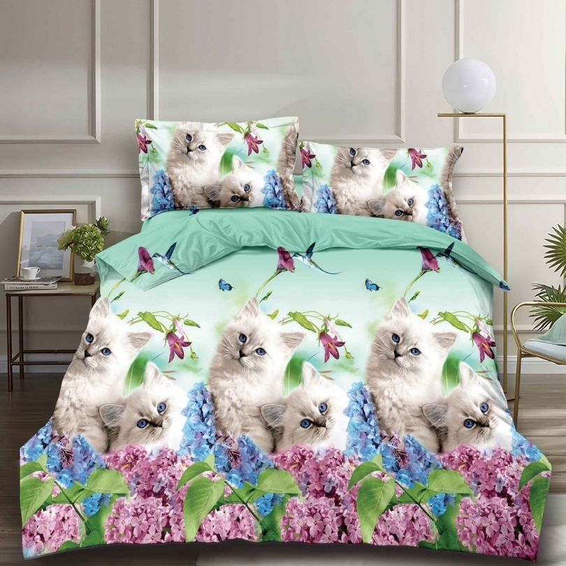 Lenjerie de pat din bumbac satinat 3D, 4 piese – Eleganta si confort pentru dormitorul tau | COD 0171-SI