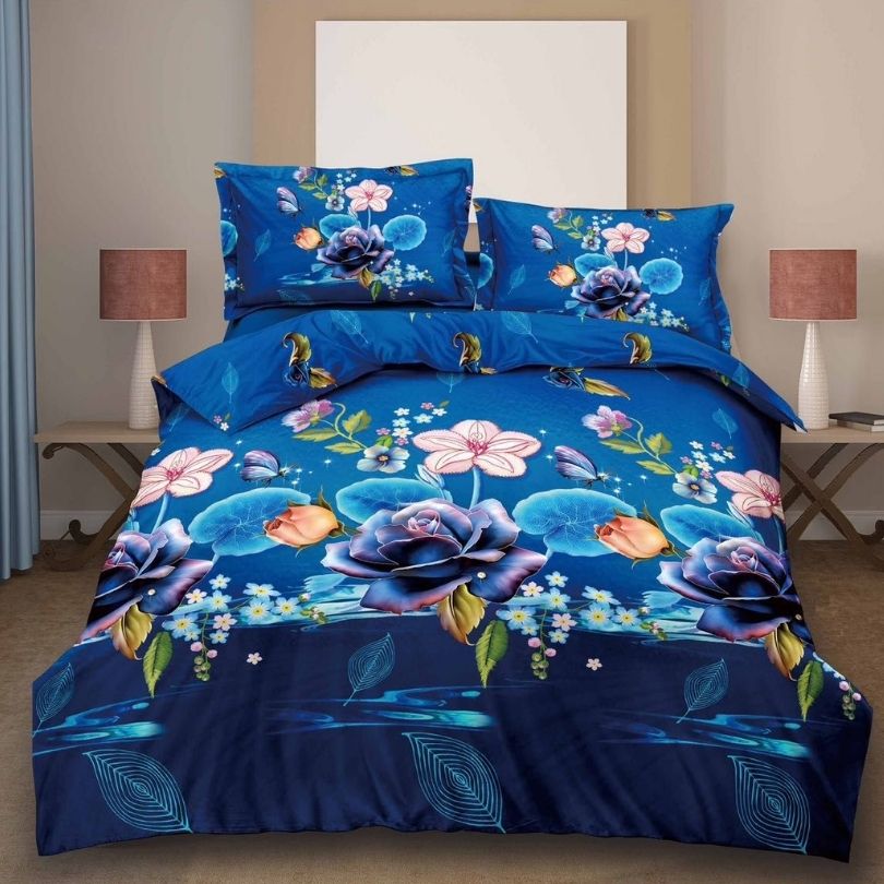 Lenjerie de pat din bumbac satinat 3D, 4 piese – Eleganta si confort pentru dormitorul tau | COD 0170-SI