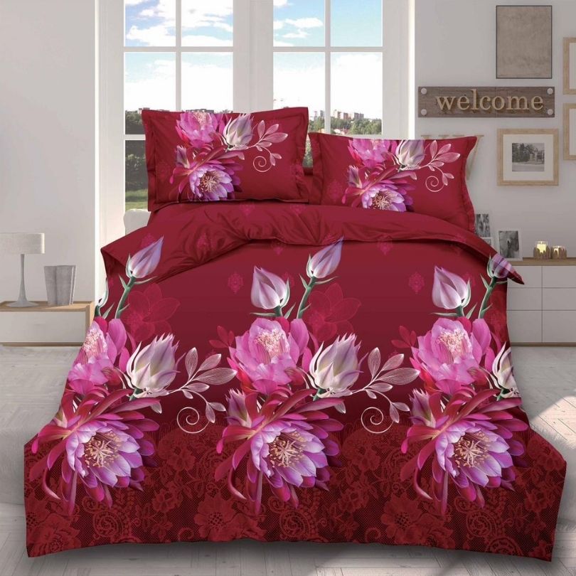 Lenjerie de pat din bumbac satinat 3D, 4 piese – Eleganta si confort pentru dormitorul tau | COD 0169-SI