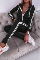 Trening dama bumbac cu dungi laterale 3886-24