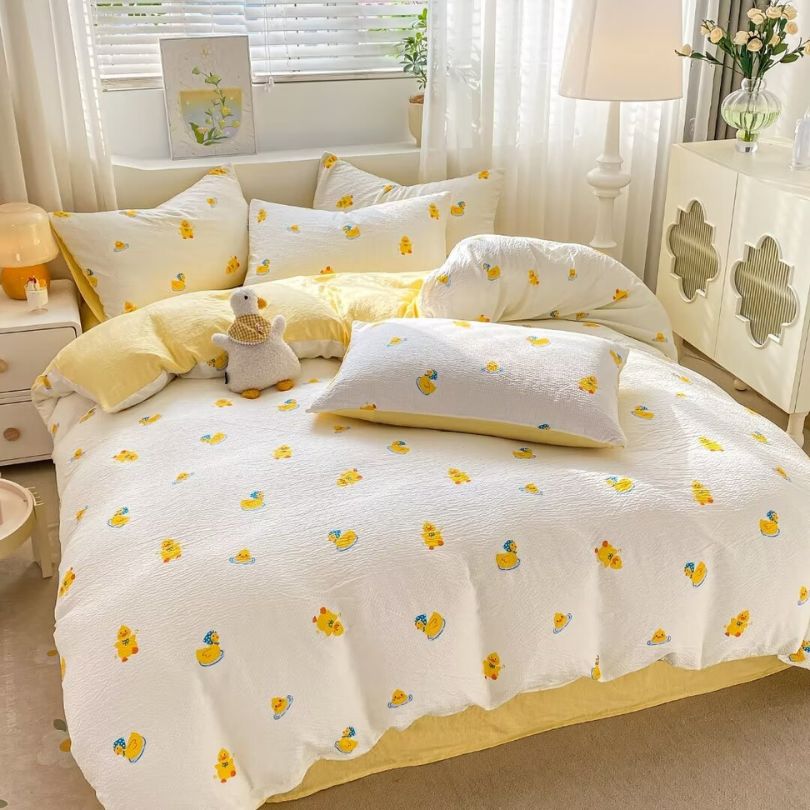 Lenjerie de Pat Finet Creponat – O Persoana, 4 Piese – Confort si Eleganta in Fiecare Noapte | COD 0302-PR
