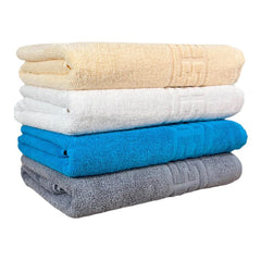 Set 4 prosoape de baie | Greek Border ââ¬â Crem, Alb, Bleu, Gri