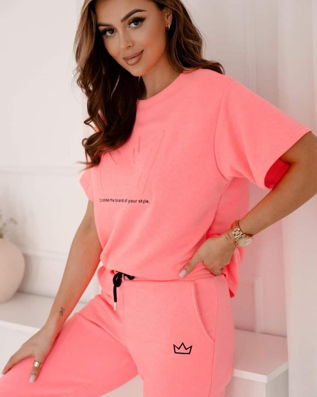 Set pantaloni si bluza cu coroana 4090