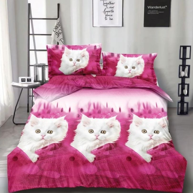 Lenjerie de pat din bumbac satinat 3D, 4 piese – Eleganta si confort pentru dormitorul tau | COD 0160-SI