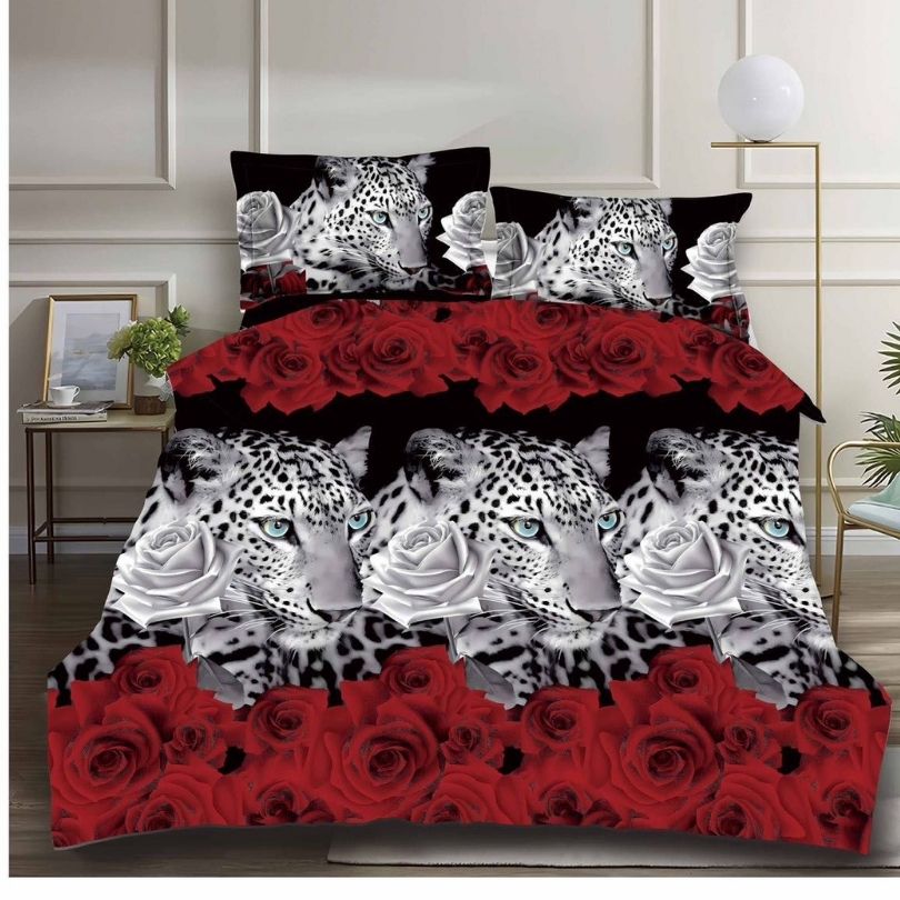 Lenjerie de pat din bumbac satinat 3D, 4 piese – Eleganta si confort pentru dormitorul tau | COD 0158-SI