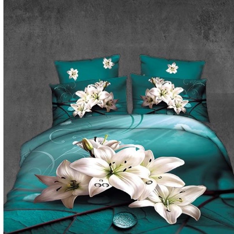 Lenjerie de pat din bumbac satinat 3D, 4 piese – Eleganta si confort pentru dormitorul tau | COD 0157-SI