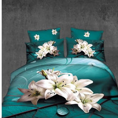 Lenjerie de pat din bumbac satinat 3D, 4 piese – Eleganta si confort pentru dormitorul tau | COD 0157-SI