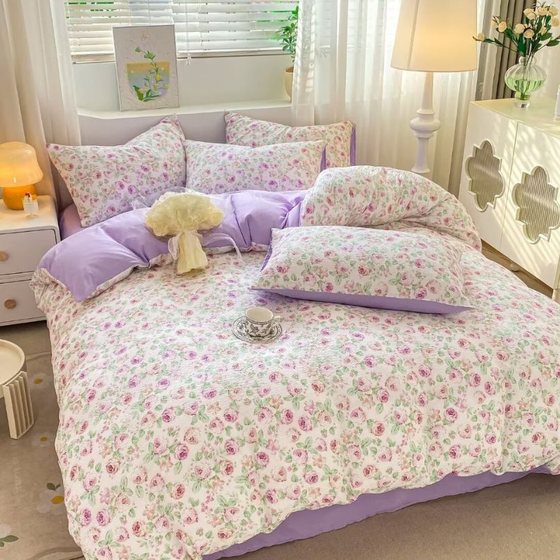 Lenjerie de Pat Finet Creponat – O Persoana, 4 Piese – Confort si Eleganta in Fiecare Noapte | COD 0300-PR