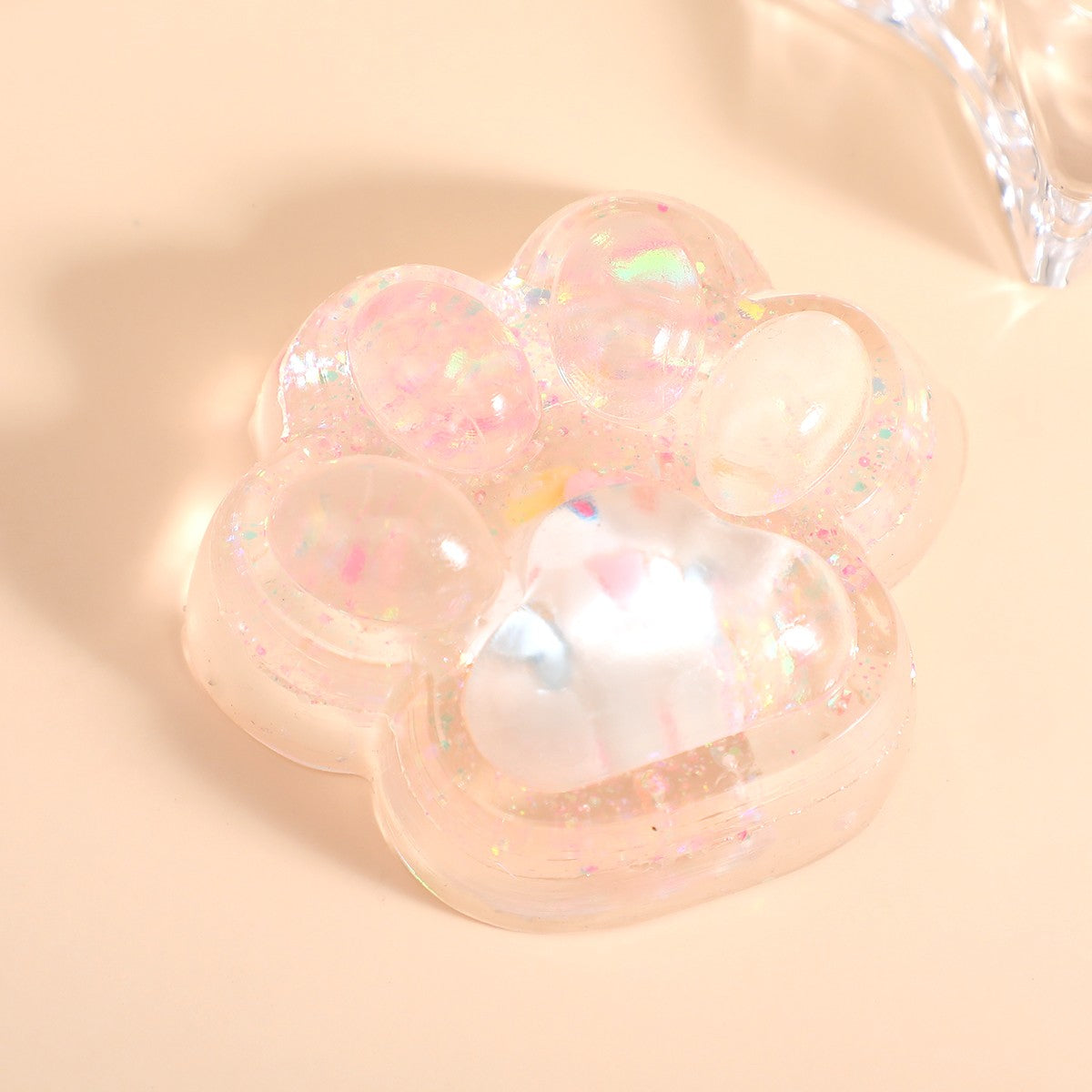 Jucarie Antistres Squishy, Flippy, cu Revenire Lenta, Squeeze Pinch Family, Model Cat Paw, 6.5 x 7 cm, din Tpr, 4-6 Ani, Model 1 Figurina, Transparent