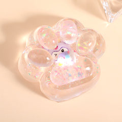 Jucarie Antistres Squishy, Flippy, cu Revenire Lenta, Squeeze Pinch Family, Model Cat Paw, 6.5 x 7 cm, din Tpr, 4-6 Ani, Model 1 Figurina, Transparent